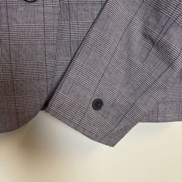 Oscar De La Renta Women Blazer 8P Gray Plaid Rhinestone Floral Design Career - Picture 5 of 16